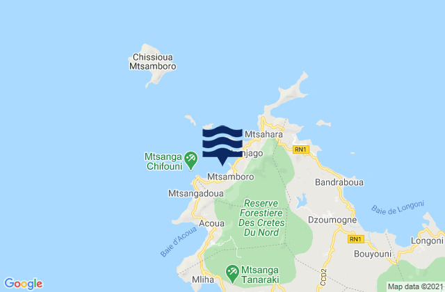 Mapa da tábua de marés em Mtsamboro, Mayotte