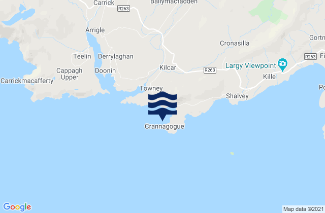Mapa da tábua de marés em Muckros Head, Ireland