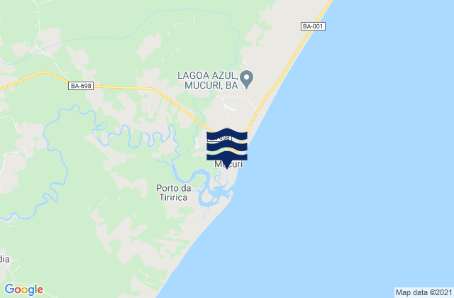 Mapa da tábua de marés em Mucuri, Brazil