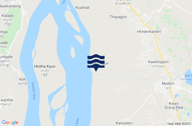 Mapa da tábua de marés em Mudon, Myanmar