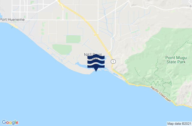 Mapa da tábua de marés em Mugu Lagoon, United States