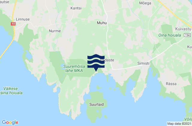Mapa da tábua de marés em Muhu vald, Estonia
