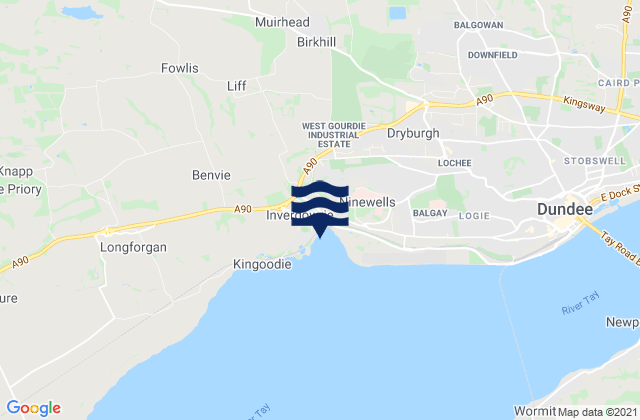 Mapa da tábua de marés em Muirhead, United Kingdom