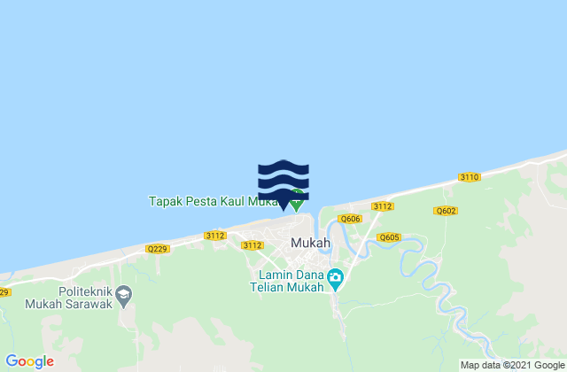 Mapa da tábua de marés em Mukah, Malaysia