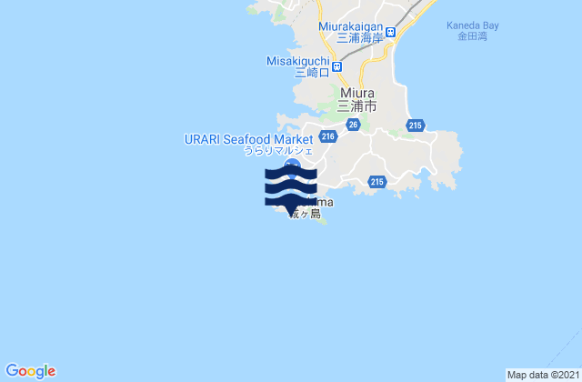 Mapa da tábua de marés em Mukogasaki, Japan