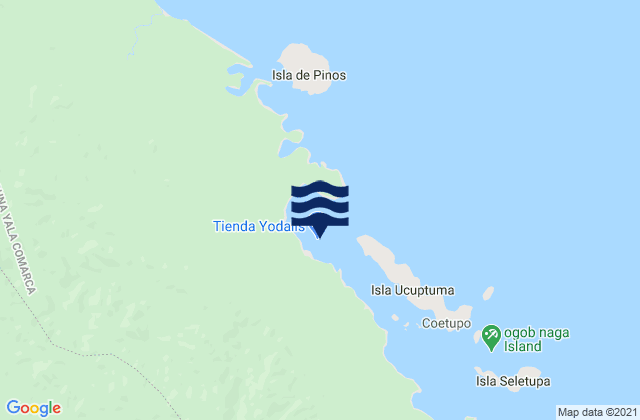 Mapa da tábua de marés em Mulatupo, Panama