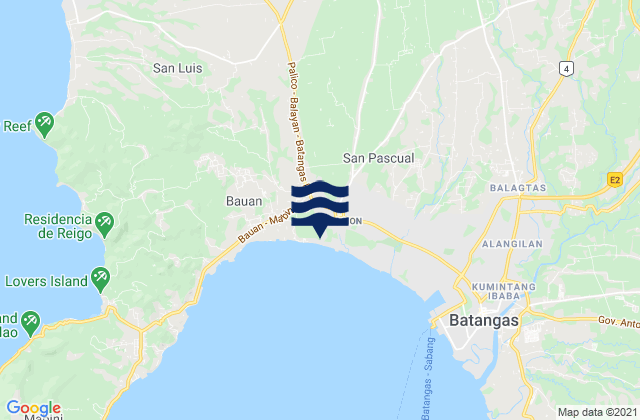Mapa da tábua de marés em Mulauin, Philippines