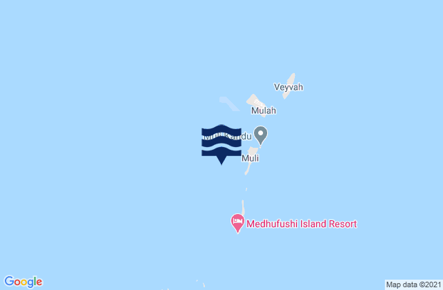 Mapa da tábua de marés em Muli, Maldives