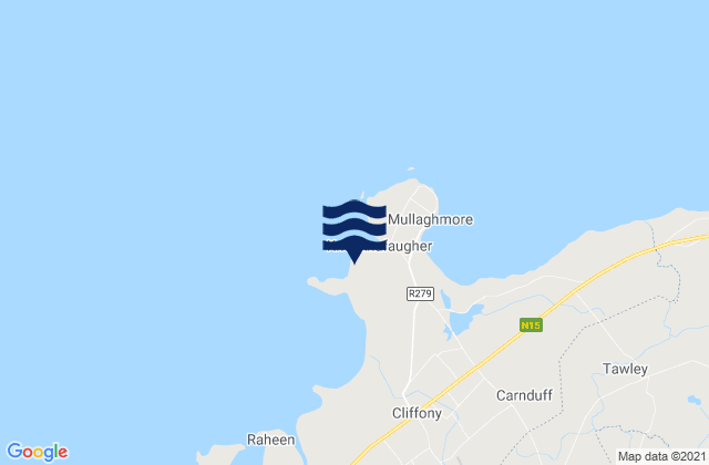 Mapa da tábua de marés em Mullaghmore Head, Ireland