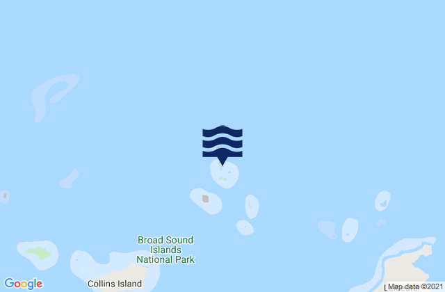 Mapa da tábua de marés em Mumford Island, Australia