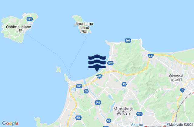 Mapa da tábua de marés em Munakata-shi, Japan