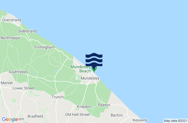 Mapa da tábua de marés em Mundesley Beach, United Kingdom