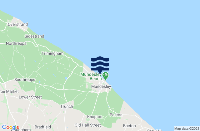 Mapa da tábua de marés em Mundesley, United Kingdom
