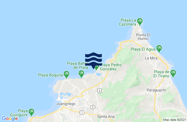 Mapa da tábua de marés em Municipio Gómez, Venezuela