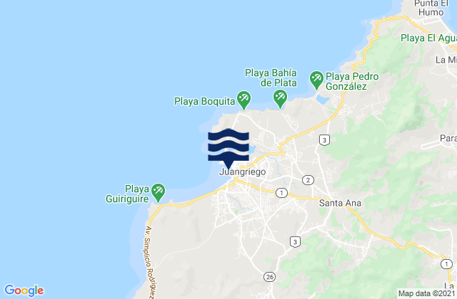 Mapa da tábua de marés em Municipio Marcano, Venezuela