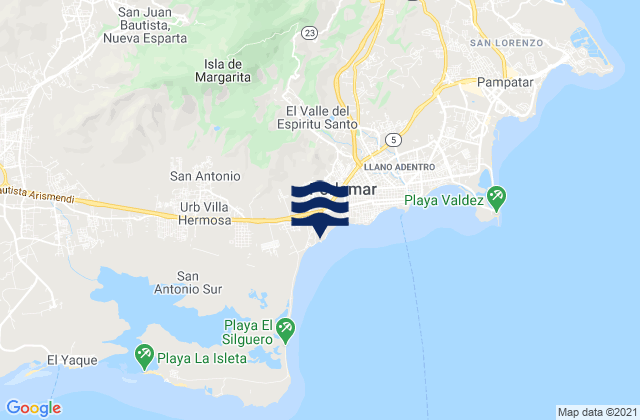 Mapa da tábua de marés em Municipio Mariño, Venezuela