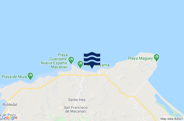 Mapa da tábua de marés em Municipio Península de Macanao, Venezuela