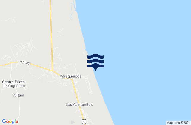 Mapa da tábua de marés em Municipio Páez, Venezuela