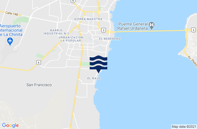Mapa da tábua de marés em Municipio San Francisco, Venezuela