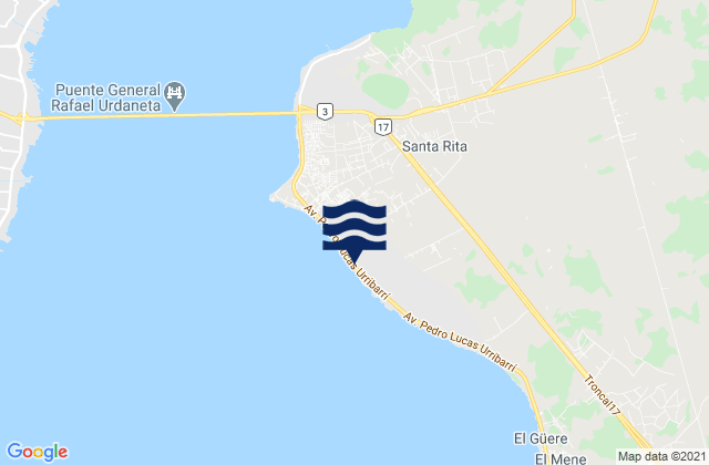 Mapa da tábua de marés em Municipio Santa Rita, Venezuela