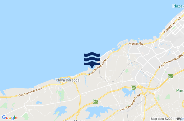 Mapa da tábua de marés em Municipio de Bauta, Cuba