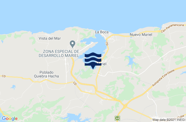 Mapa da tábua de marés em Municipio de Guanajay, Cuba