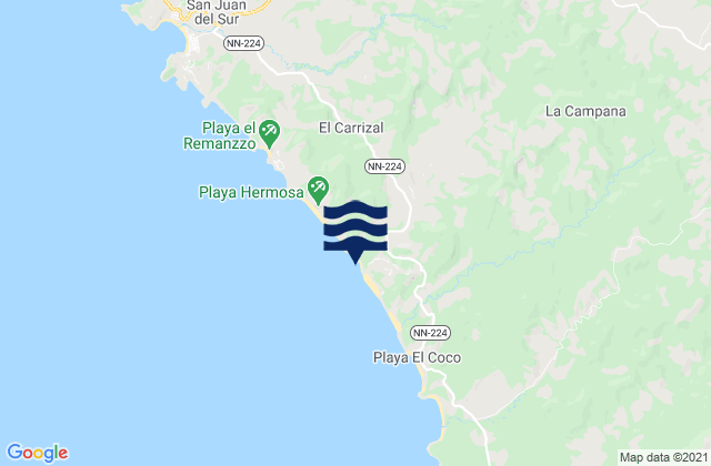 Mapa da tábua de marés em Municipio de San Juan del Sur, Nicaragua