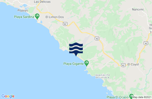 Mapa da tábua de marés em Municipio de Tola, Nicaragua