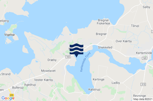 Mapa da tábua de marés em Munkebo, Denmark