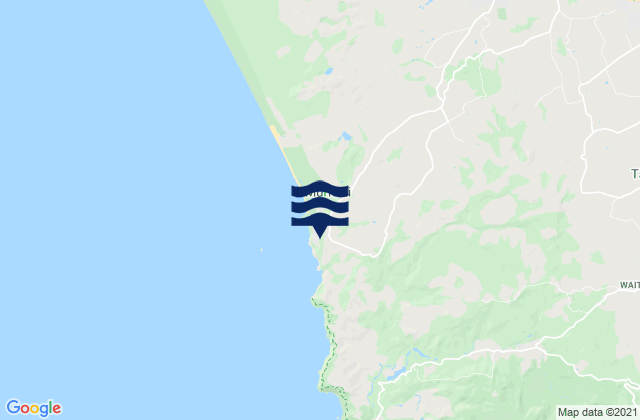 Mapa da tábua de marés em Muriwai Beach Auckland, New Zealand