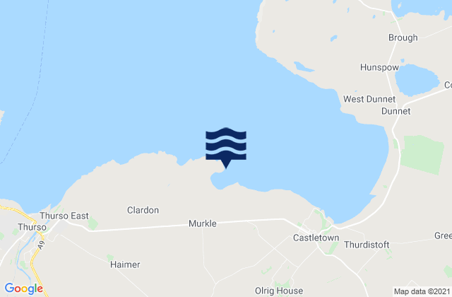 Mapa da tábua de marés em Murkle Point, United Kingdom
