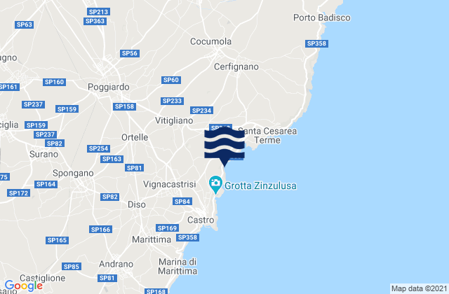 Mapa da tábua de marés em Muro Leccese, Italy