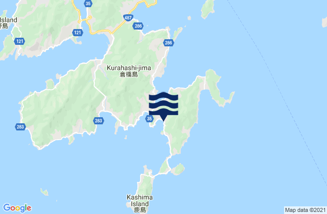 Mapa da tábua de marés em Muroo, Japan