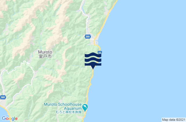 Mapa da tábua de marés em Muroto Shi, Japan