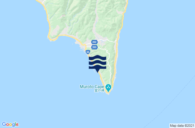 Mapa da tábua de marés em Murotozaki, Japan