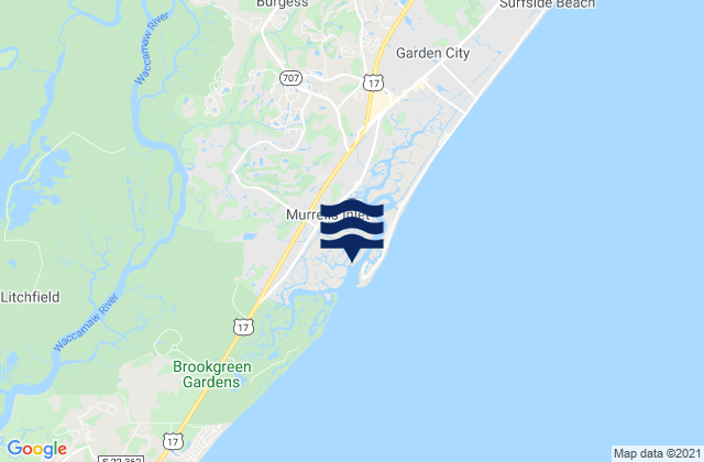 Mapa da tábua de marés em Murrells Inlet, United States