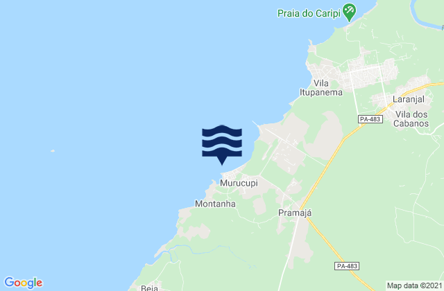 Mapa da tábua de marés em Murucupi, Brazil