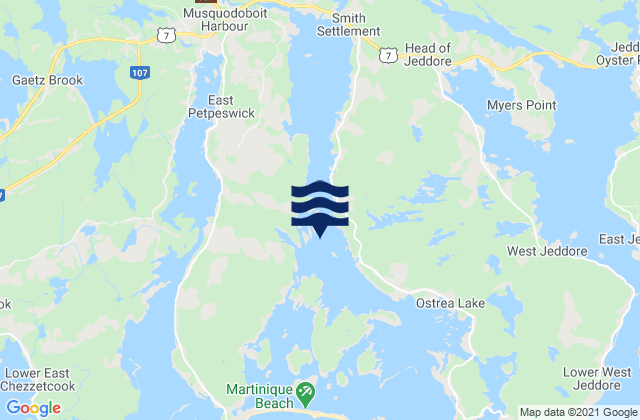 Mapa da tábua de marés em Musquodoboit Harbour, Canada