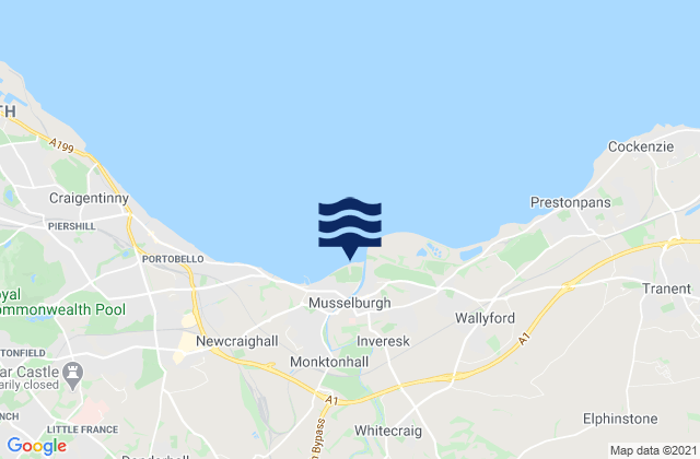 Mapa da tábua de marés em Musselburgh, United Kingdom
