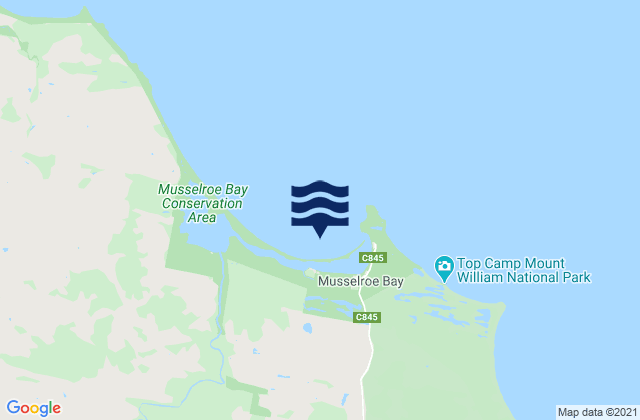 Mapa da tábua de marés em Musselroe Bay, Australia