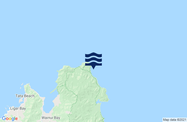 Mapa da tábua de marés em Mutton Cove Abel Tasman, New Zealand