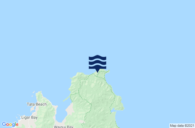 Mapa da tábua de marés em Mutton Cove, New Zealand