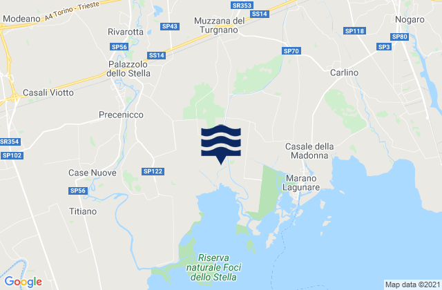 Mapa da tábua de marés em Muzzana del Turgnano, Italy