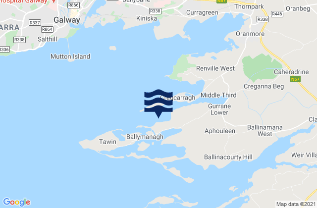 Mapa da tábua de marés em Mweeloon Bay, Ireland