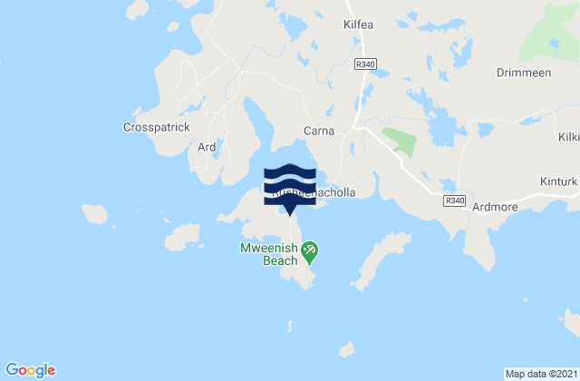 Mapa da tábua de marés em Mweenish Island, Ireland