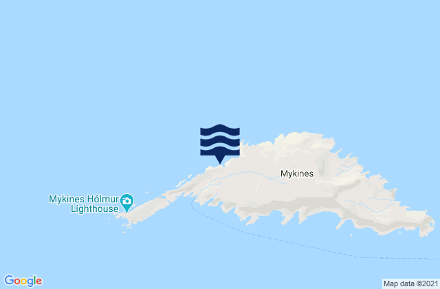 Mapa da tábua de marés em Mykines, Faroe Islands