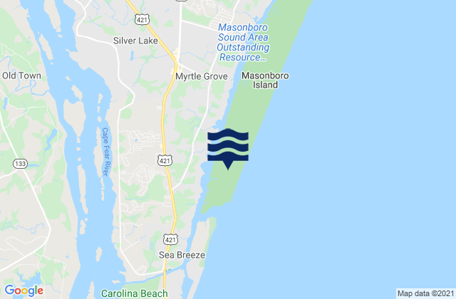 Mapa da tábua de marés em Myrtle Grove Sound, United States