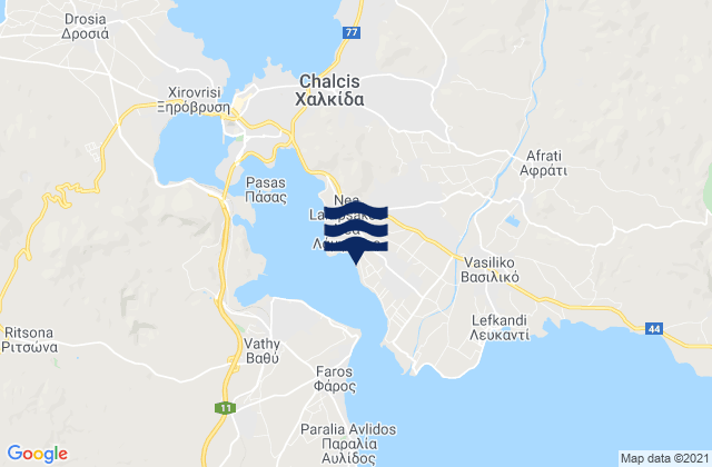 Mapa da tábua de marés em Mytikas, Greece