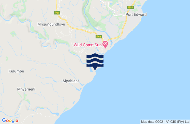 Mapa da tábua de marés em Mzamba Beach, South Africa