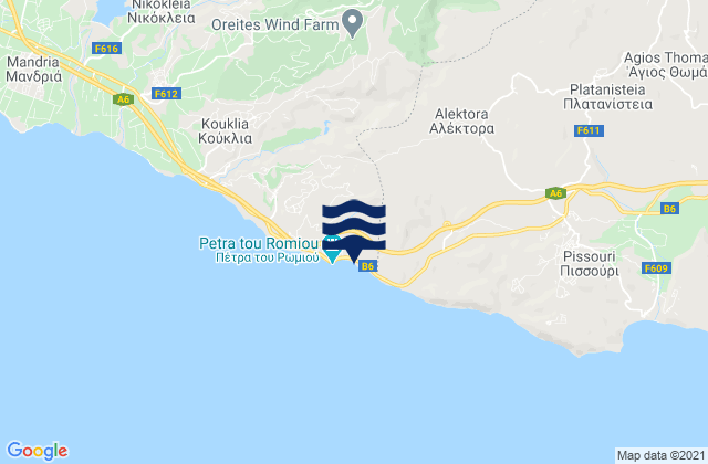 Mapa da tábua de marés em Máronas, Cyprus